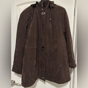 Fleet Street LTD- Women’s-1X-Brown With Black Trim-Hooded Dressy Jacket